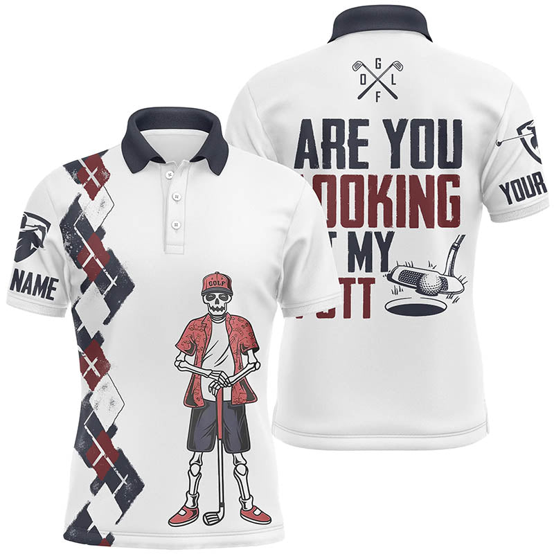 Personalized Funny Golf Shirts For Men, Argyle Skull Mens Golf Shirts, Crazy Golfing Gifts LDT0146