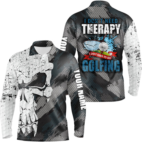 I Don't Need Therapy Abstract Skull Grunge Mens Golf Polo Shirts Scary Golf Shirts For Men LDT0411