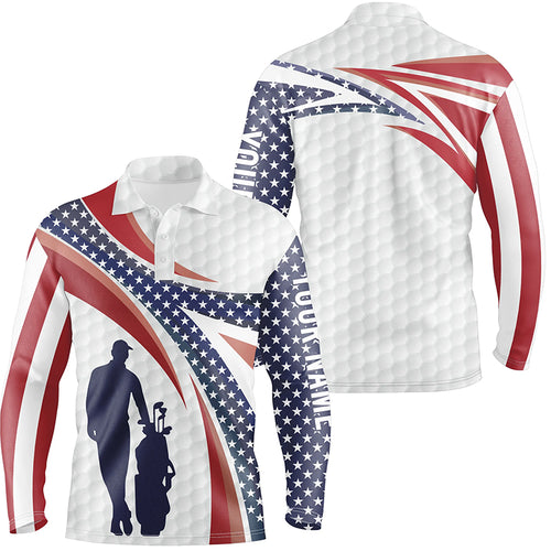 American Flag Golf Pattern Mens Polo Shirts Custom Patriotic Golf Shirts For Men Golf Gifts LDT0414