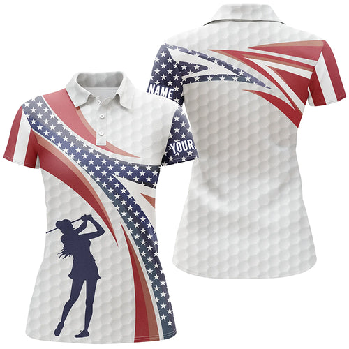 American Flag Golf Pattern Polo Shirts Custom Patriotic Golf Shirts For Women Golf Gifts LDT0414