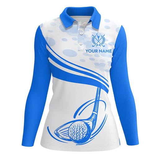Blue White Golf Ball And Club Polo Shirts Custom Cool Golf Shirts For Women Golfing Gifts LDT0944