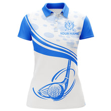 Load image into Gallery viewer, Blue White Golf Ball And Club Polo Shirts Custom Cool Golf Shirts For Women Golfing Gifts LDT0944