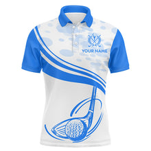Load image into Gallery viewer, Blue White Golf Ball And Club Mens Polo Shirts Custom Cool Golf Shirts For Men Golfing Gifts LDT0944