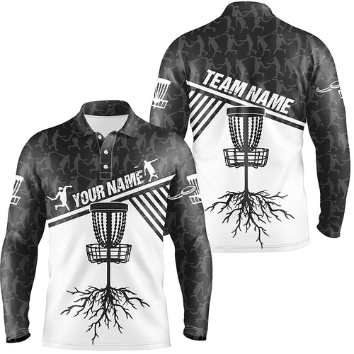 Customized Disc Golf Cross Black White Mens Polo Shirts Disc Golf Shirt For Men Golf Gifts LDT0722