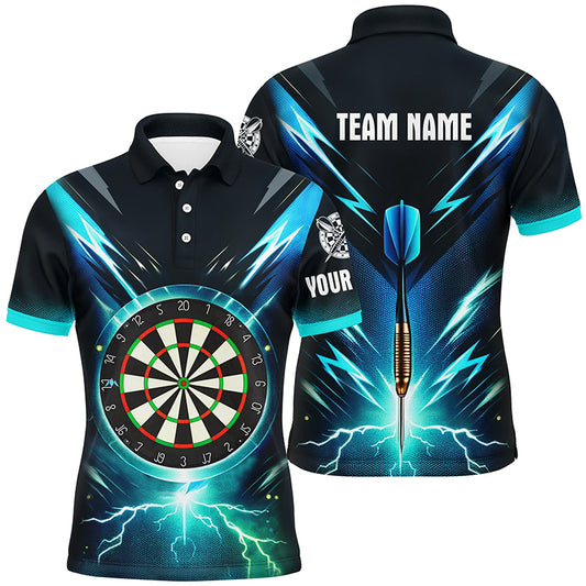Blue Lightning Thunder Mens Darts Polo Shirts Custom Darts Shirt For Men Dart Jerseys LDT1370