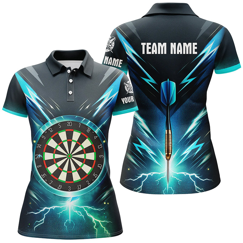Blue Lightning Thunder Womens Darts Polo Shirts Custom Darts Shirt For Women Dart Jerseys LDT1370