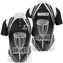 Load image into Gallery viewer, Black And White Mens Disc Golf Polo Shirts Customized Disc Golf Shirts For Men, Cool Golf Gifts LDT0170