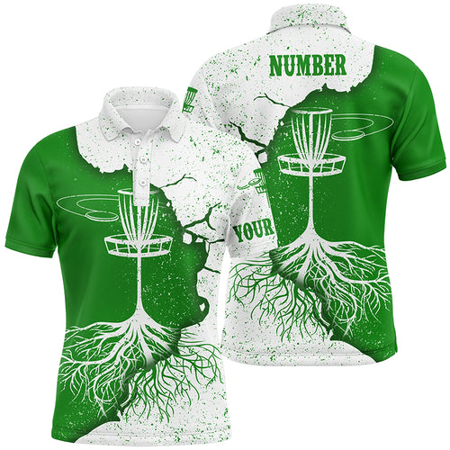 Mens Disc Golf Polo Shirt White & Green Custom Disc Golf Shirts For Men Disc Golf Gifts LDT0732