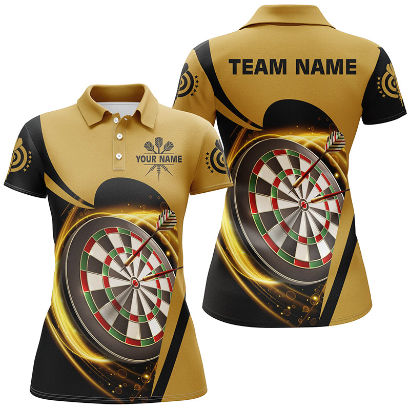 Personalized Yellow Black Light Cool Women Darts Polo Shirt Custom Darts Jersey For Women LDT0736