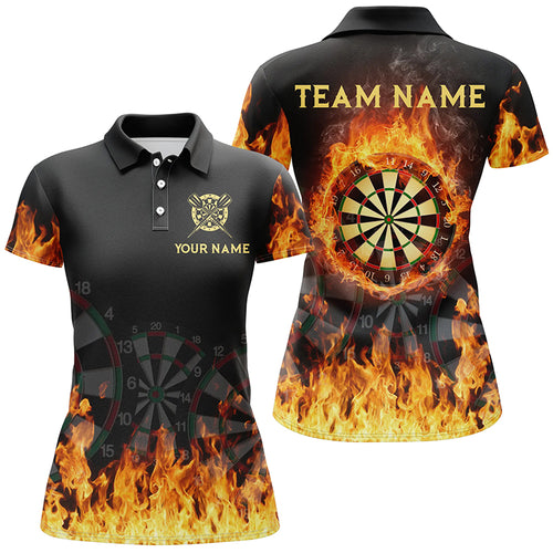 Personalized 3D Fire Flame Darts Polo Shirt Custom Cool Darts Team Jersey For Women LDT0739