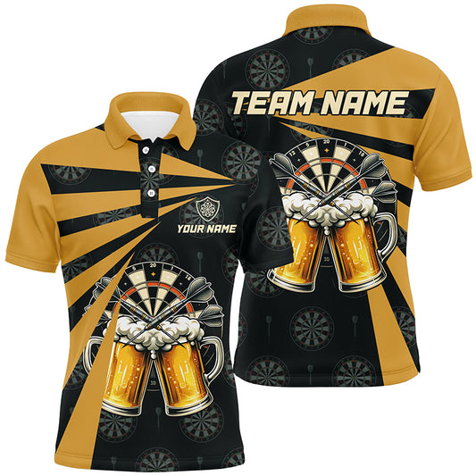 Black Yellow Beer Mens Darts Polo Shirt Custom Darts Shirt For Men Drinking Dart Jerseys LDT1381