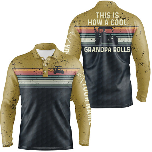 This Is How A Cool Grandpa Rolls Retro Colorful Mens Golf Polo Shirt Striped Golf Gifts For Men LDT0424