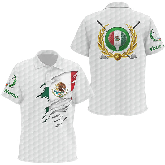 Mexican Flag White Golf Pattern Kids Polo Shirt Patriotic Golf Shirt For Kid Mexico Golf Gifts LDT0430