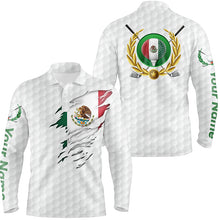 Load image into Gallery viewer, Mexican Flag White Golf Pattern Mens Polo Shirt Patriotic Golf Shirt For Men Mexico Golf Gifts LDT0430