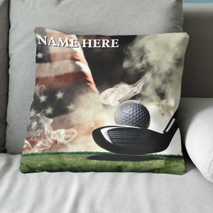 Smoke American Flag Custom Golf Pillow Patriotic Personalized Golf Gifts LDT1188