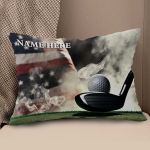 Smoke American Flag Custom Golf Pillow Patriotic Personalized Golf Gifts LDT1188