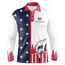 Load image into Gallery viewer, Mens American Flag Polo Shirts Custom Name Patriotic Shirt Funny Golf Shirts For Men LDT0002