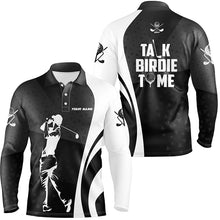 Load image into Gallery viewer, Talk Birdie To Me Black White Golf Mens Polo Shirts Custom Geometric Cool Golf Shirts For Men LDT0770
