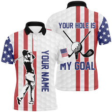 Load image into Gallery viewer, Your Hole Is My Goal American Flag Golf Mens Polo Shirts Custom Patriotic Golf Shirts For Men LDT0774