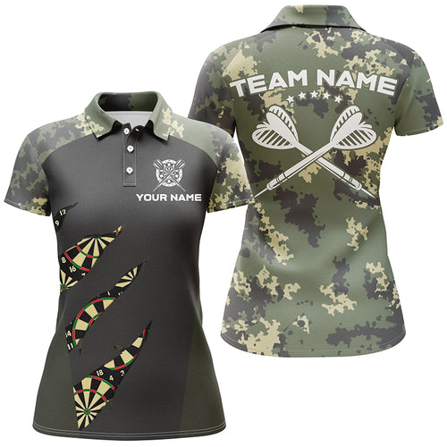 Green Camo Darts Polo Shirt Custom Camouflage Darts Shirt For Women Darts Team Jersey LDT0778