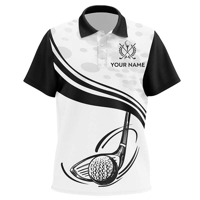 Black White Golf Ball And Club Kids Polo Shirts Custom Cool Golf Shirts For Kid Golfing Gifts LDT0463