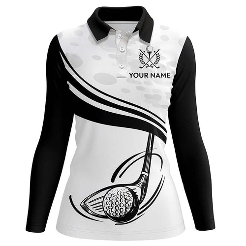 Black White Golf Ball And Club Polo Shirts Custom Cool Golf Shirts For Women Golfing Gifts LDT0463