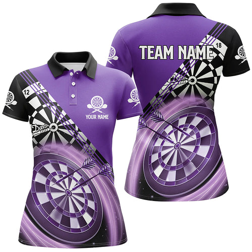 Personalized Black Purple Womens Darts Polo Shirt Custom Darts Shirt For Women Dart Jersey LDT1409