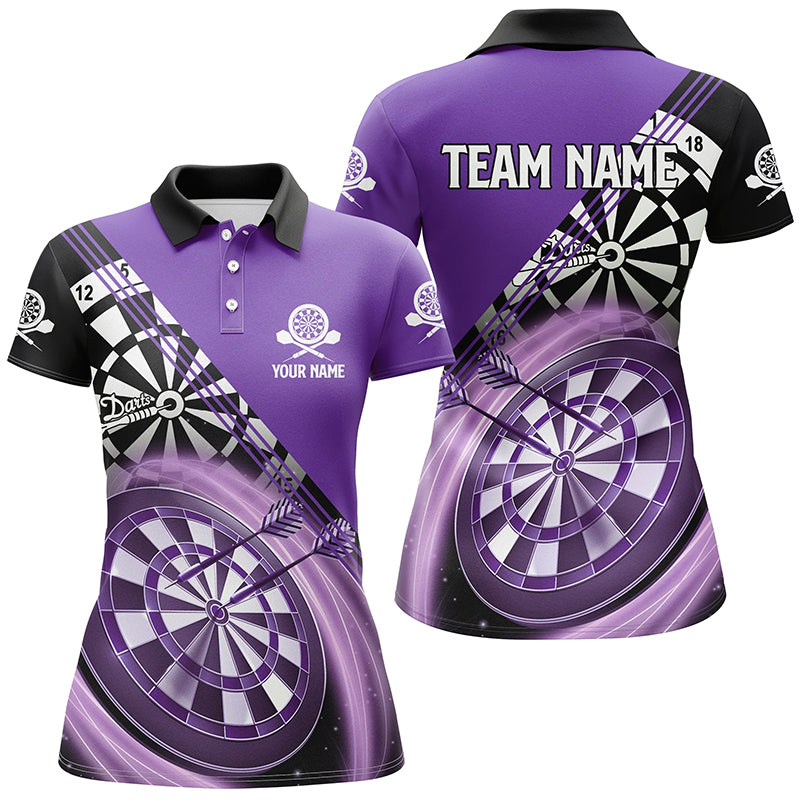 Personalized Black Purple Womens Darts Polo Shirt Custom Darts Shirt For Women Dart Jersey LDT1409