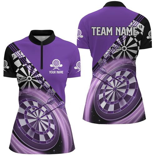 Personalized Black Purple Darts Quarter-Zip Shirt Custom Darts Shirt For Women Dart Jersey LDT1409