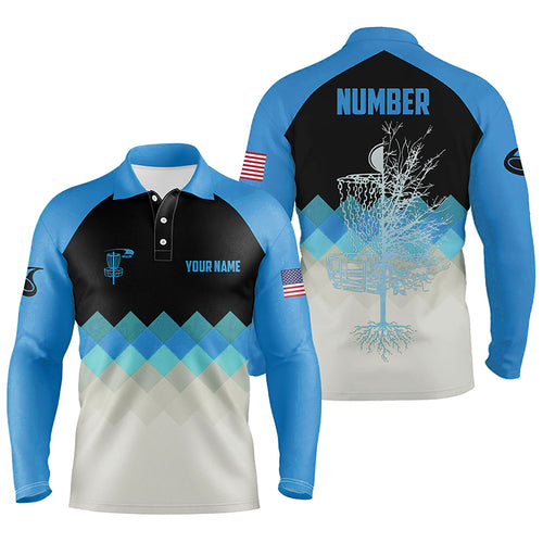 Blue Argyle Mens Disc Golf Polo Shirt Personalized Disc Golf Shirts For Men Disc Golf Gifts LDT1016