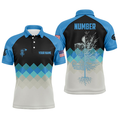Blue Argyle Mens Disc Golf Polo Shirt Personalized Disc Golf Shirts For Men Disc Golf Gifts LDT1016