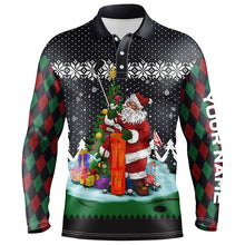 Load image into Gallery viewer, Golf Santa Argyle Pattern Christmas Mens Golf Polo Shirts Custom Golf Shirts For Men Golf Gifts LDT1023