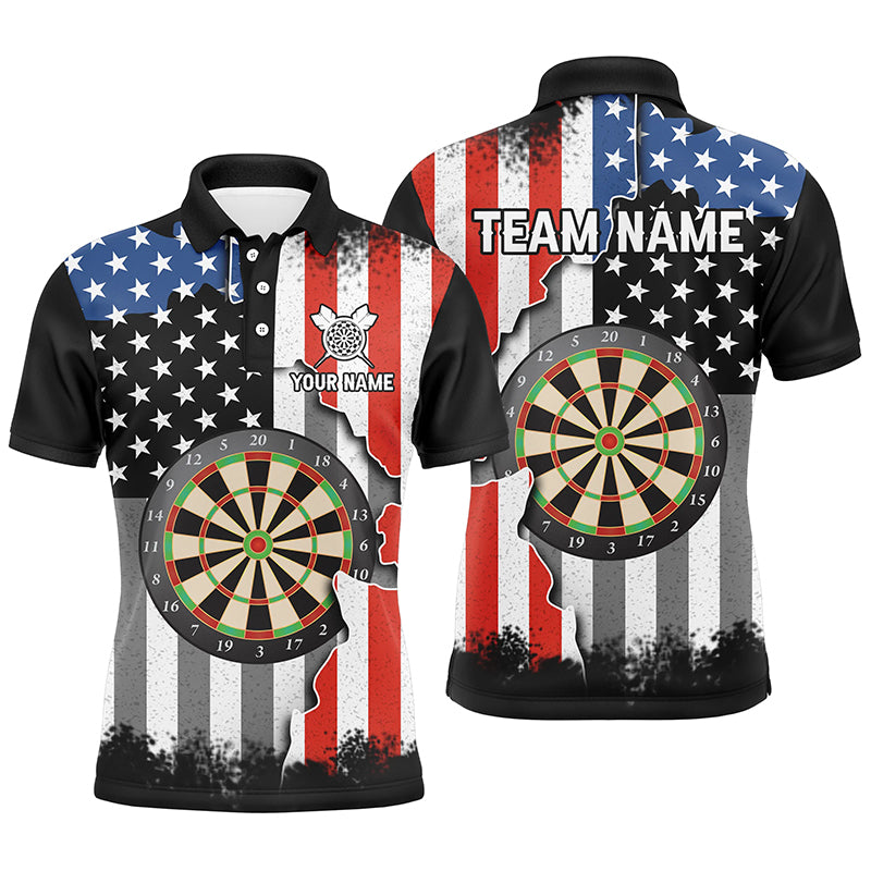 Ripped Retro Us Flag Darts Polo Shirt Custom Patriotic Darts Shirt For Men Dart Jerseys LDT1438