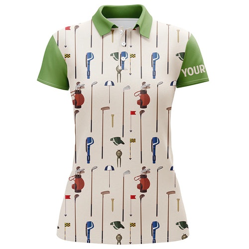 Golf Icons Womens Polo Shirt Custom Name Green Golf Shirt For Ladies Unique Female Golf Gifts LDT0031