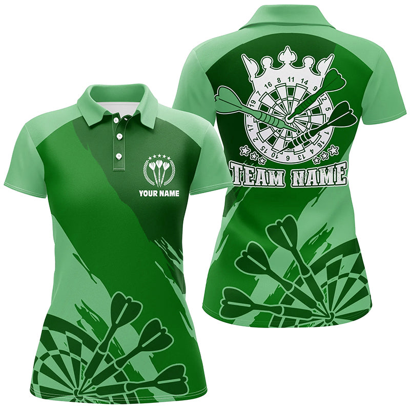 Personalized Green Womens Darts Polo Shirt Custom Cool Darts Shirt For Women Darts Jersey LDT0802