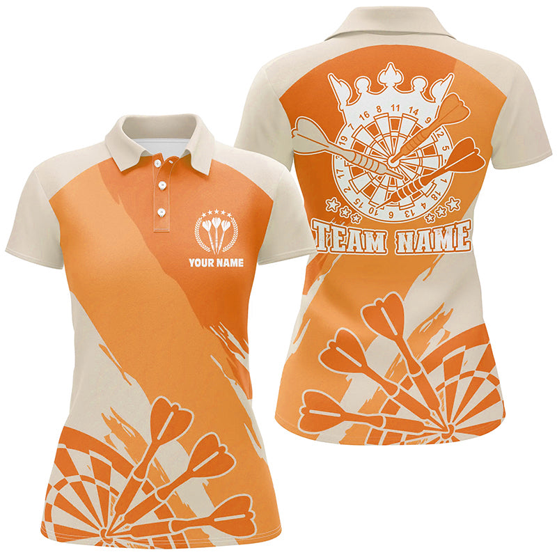 Personalized Orange Women Darts Polo Shirt Custom Cool Darts Shirt For Women Darts Jersey LDT0803