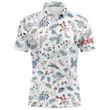 Load image into Gallery viewer, Blue Winter Holly Seamless Custom Mens Golf Polo Shirts Christmas Golf Shirts For Men Golf Gifts LDT0806