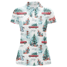 Load image into Gallery viewer, Watercolor Snowmen Christmas Tree Golf Polo Shirt Custom Cozy Christmas Golf Shirts For Women LDT0807