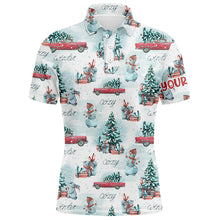 Load image into Gallery viewer, Watercolor Snowmen Christmas Trees Mens Golf Polo Shirt Custom Cozy Christmas Golf Shirts For Men LDT0807