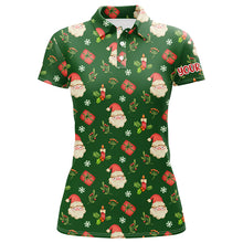 Load image into Gallery viewer, Watercolor Christmas Santa Gifts Green Golf Polo Shirts Custom Funny Golf Shirts For Women LDT0811