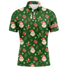 Load image into Gallery viewer, Watercolor Christmas Santa Gifts Green Golf Men Polo Shirts Custom Funny Golf Shirts For Men LDT0811