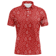 Load image into Gallery viewer, Christmas Trees Mens Red Golf Polo Shirts Custom Name Cool Golf Oufits For Men Golf Gifts LDT0813