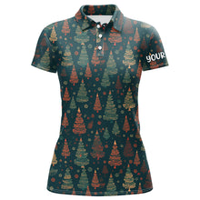 Load image into Gallery viewer, Vintage Christmas Trees Womens Golf Polo Shirts Custom Golf Shirts For Women Xmas Golf Gifts LDT0814