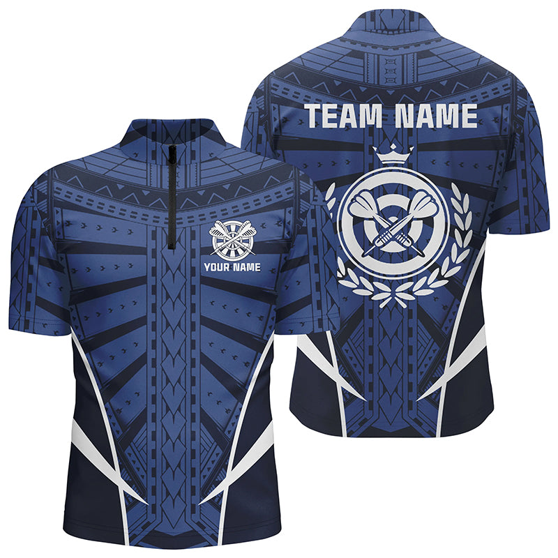 Blue Tribal Personalized Darts Quarter-Zip Shirt Custom Men Dart Shirts Cool Dart Jerseys LDT0818