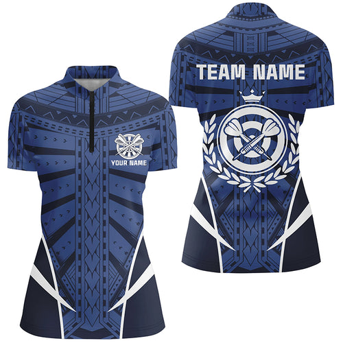 Blue Tribal Personalized Darts Quarter-Zip Shirt Custom Women Dart Shirts Cool Dart Jersey LDT0818