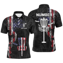 Load image into Gallery viewer, Smoky American Flag Mens Disc Golf Tops Custom Patriotic Disc Golf Shirts For Men Disc Golf Basket LDT1036