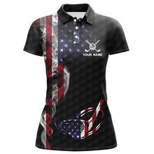 Load image into Gallery viewer, Smoky American Flag Womens Golf Polo Shirts Custom Patriotic Golf Tops For Women Golf Pattern LDT1037