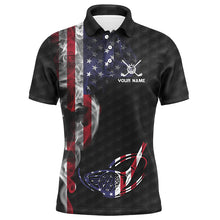 Load image into Gallery viewer, Smoky American Flag Mens Golf Polo Shirts Custom Patriotic Golf Tops For Men Golf Pattern Shirt LDT1037