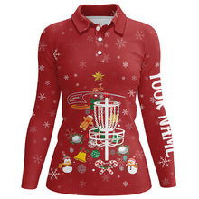 Load image into Gallery viewer, Personalized Disc Golf Basket Red Christmas Polo Shirt Custom Cool Disc Golf Gifts For Women LDT0827