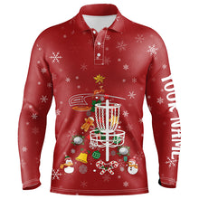 Load image into Gallery viewer, Personalized Disc Golf Basket Red Christmas Mens Polo Shirt Custom Cool Disc Golf Gifts For Men LDT0827